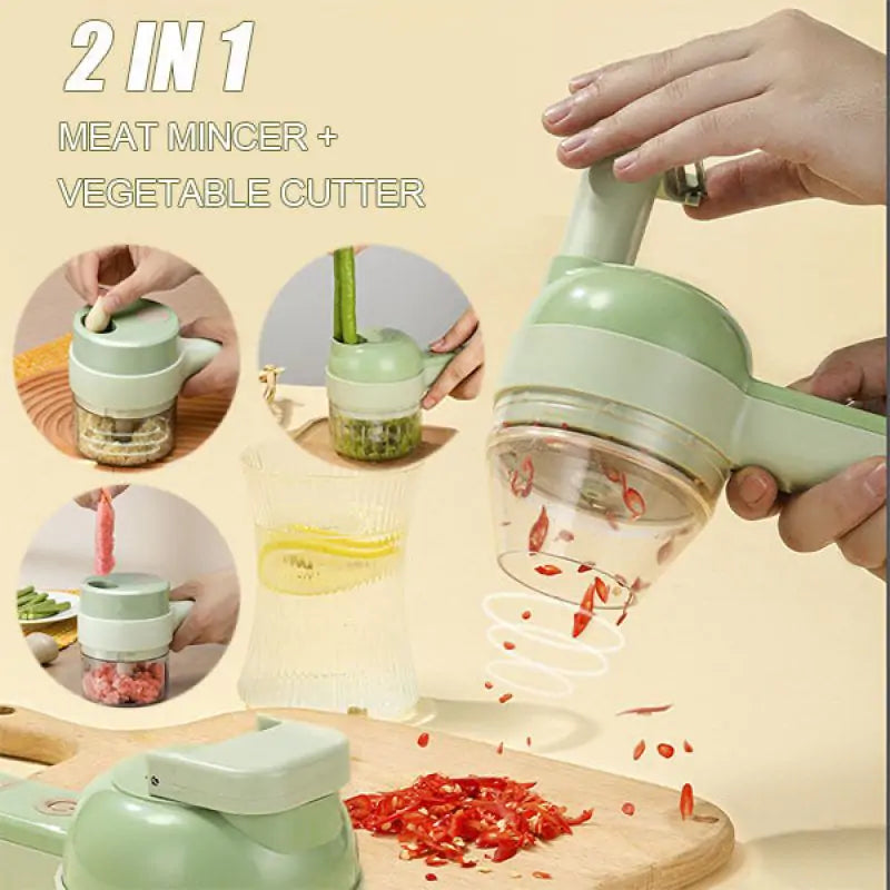 4-in-1 Electric Vegetable Cutter: Chop, Slice, Dice in Seconds!