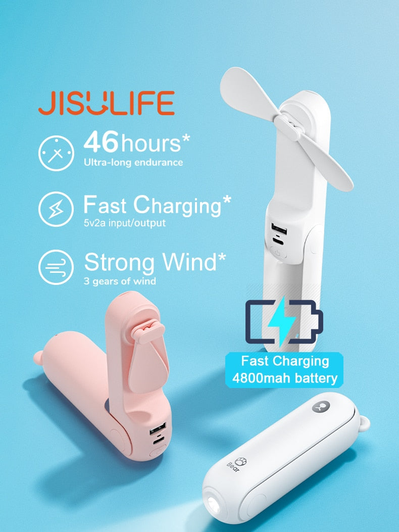 Mini Portable Fan with Power Bank: Cool Breeze & Charged Devices, Always